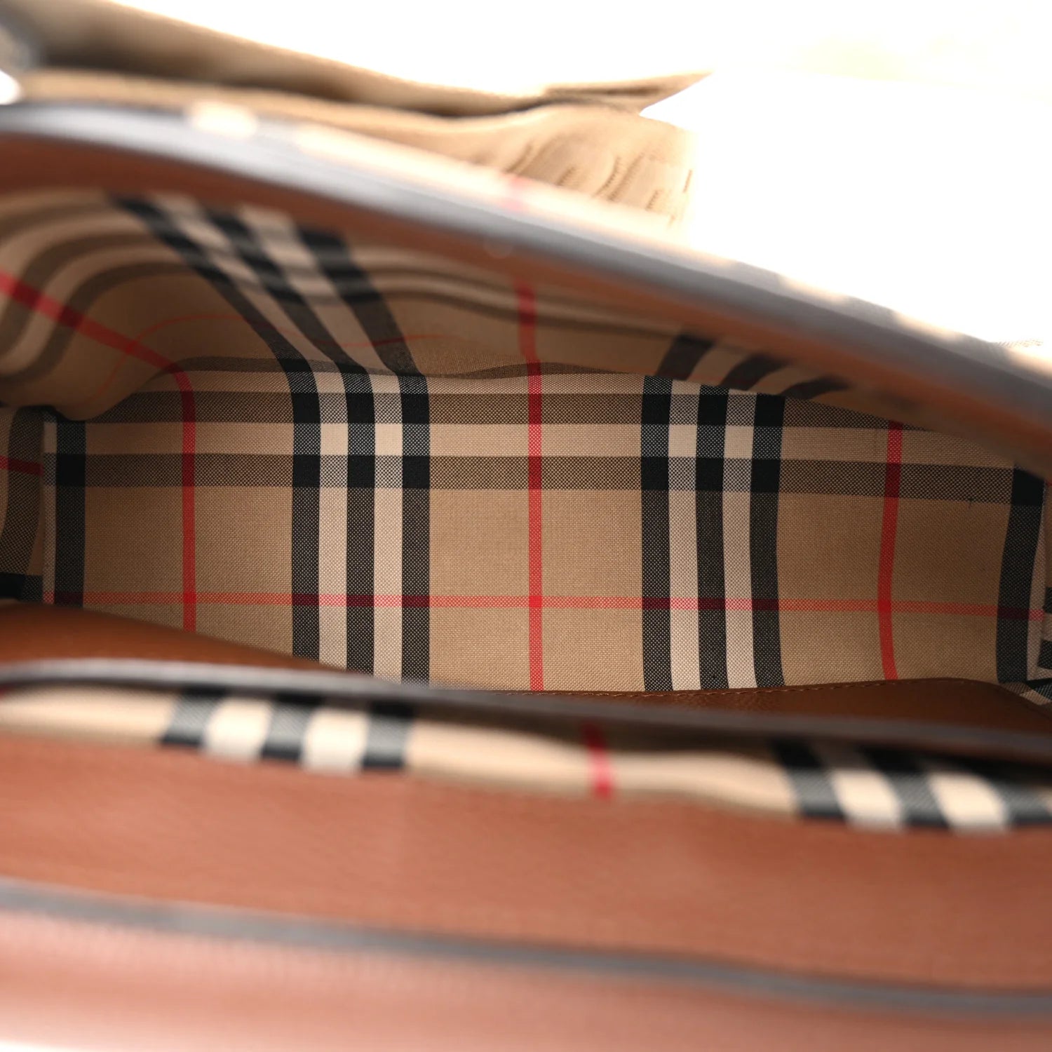 Grainy Calfskin Vintage Check Note Crossbody Bag Malt Brown