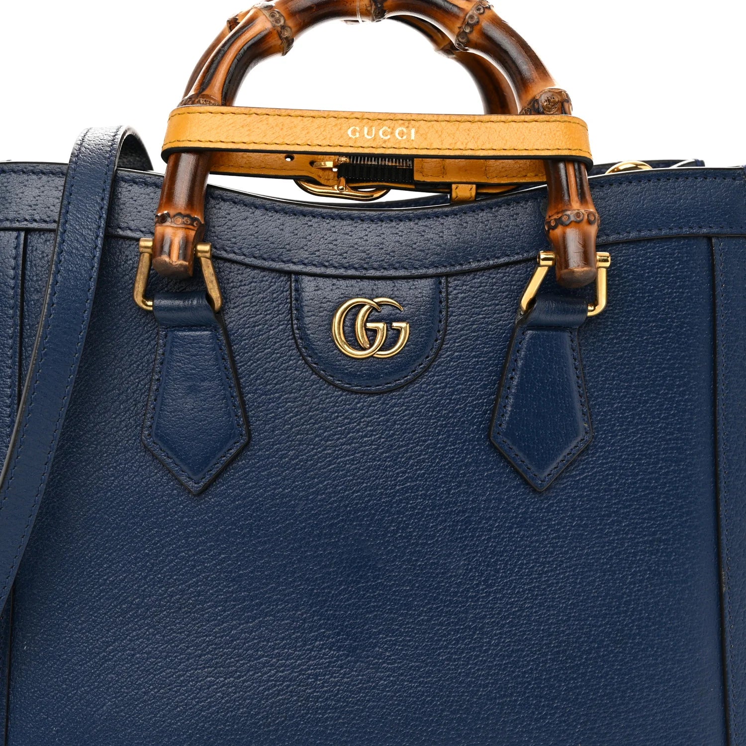 Textured Dollar Calfskin Web Small Diana Tote Bag Royal Crop