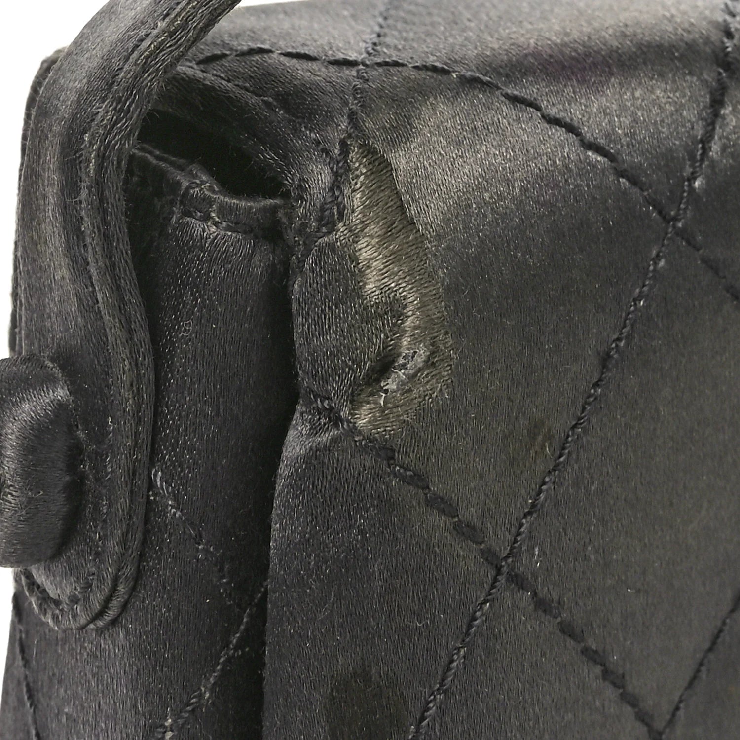 Satin Quilted Crystal CC Square Flap Grey