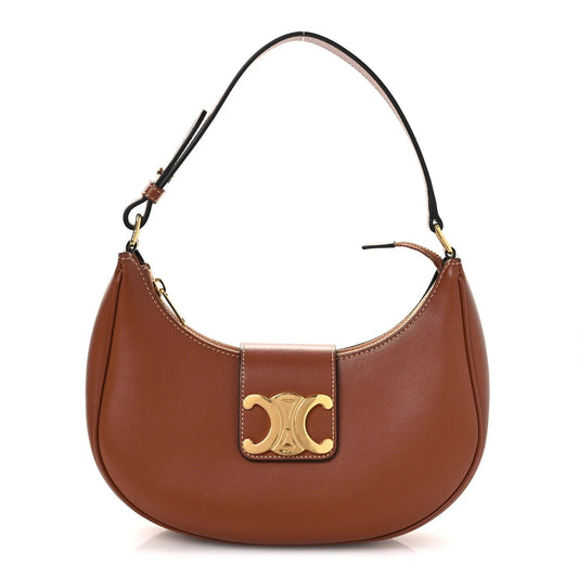 Smooth Calfskin Medium Strap Ava Triomphe Shoulder Bag Tan