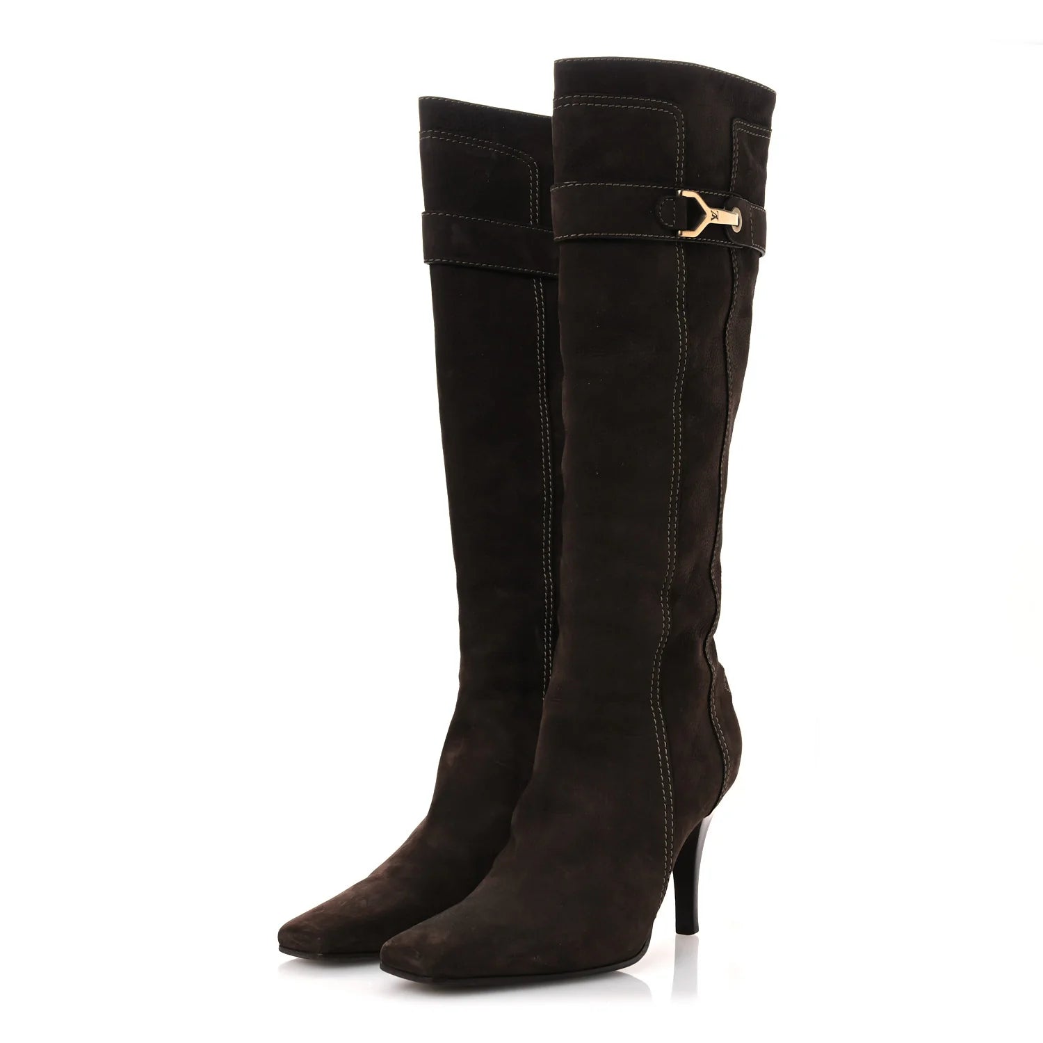 Suede High Boots 40 Brown