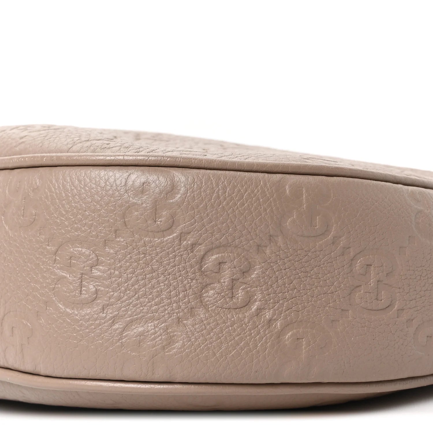 Grainy Calfskin GG Embossed Emblem Large Half Moon Shoulder Bag Taupe