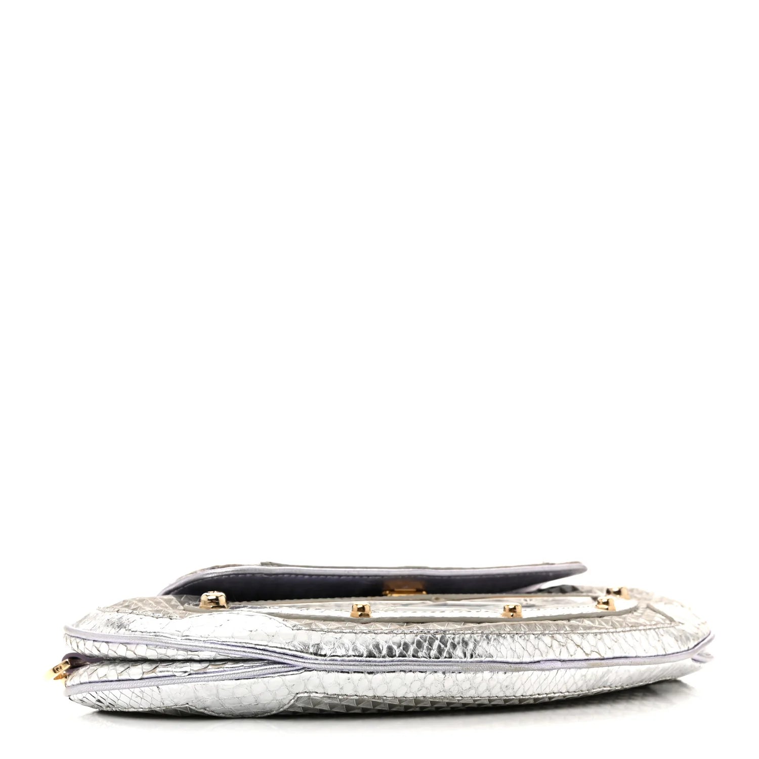 Snakeskin Nylon Vanity Mirror Clutch Transparent