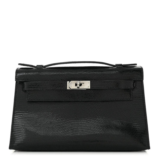 Lizard Kelly Pochette Clutch Black