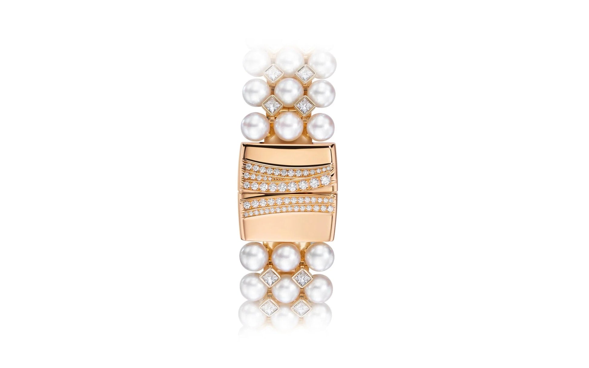 Ladies Gondolo Haute Joaillerie, 18Kt Rose Gold Set with Diamonds and Akoya Pearls, 31 × 34.8Mm, Ref# 7042/100R-010