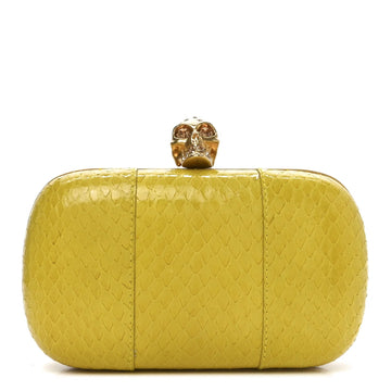 Snakeskin Skull Box Clutch Bright Yellow