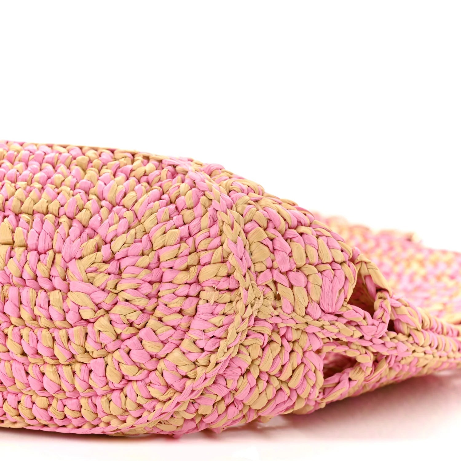 Raffia Effect Braided Small Shopping Bag Beige Pink