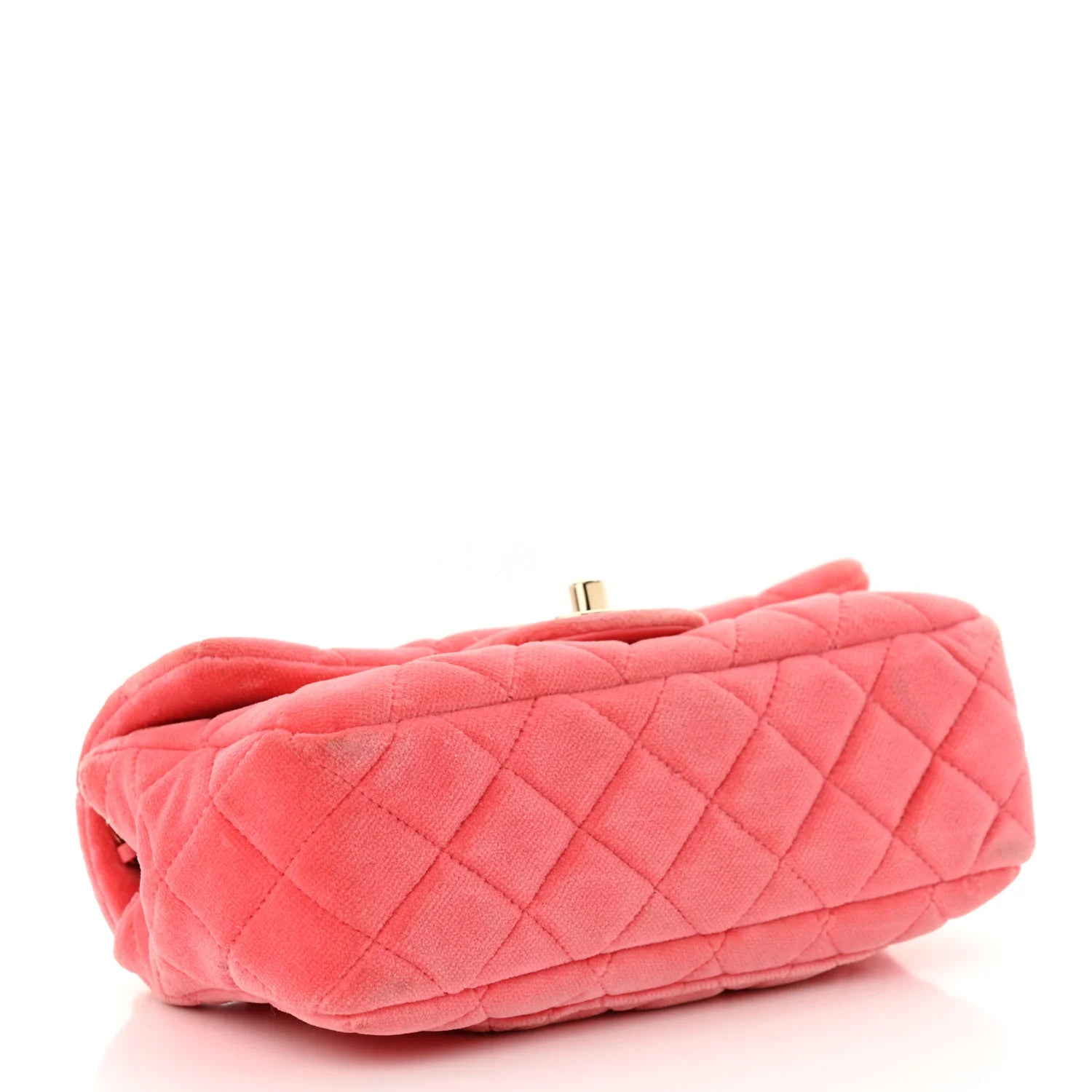 Velvet Quilted Mini Rectangular Pearl Crush Flap Coral