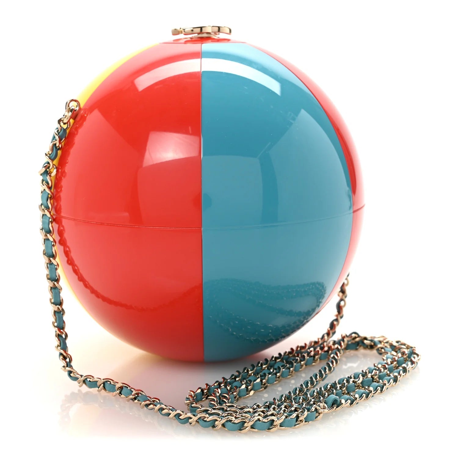 Plexiglass Coco Beach Ball Minaudiere Clutch Red White Yellow Blue
