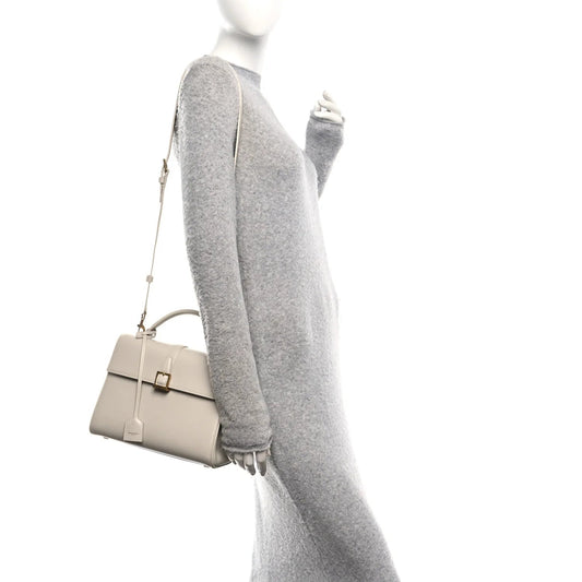 Shiny Calfskin Le Fermoir Top Handle Bag Small Crema Soft