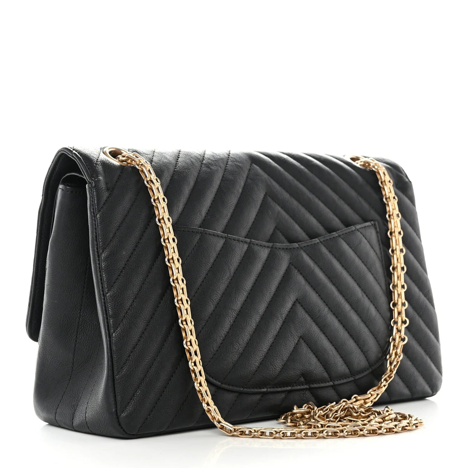 Crumpled Calfskin Chevron Quilted 2.55 Reissue 226 Black