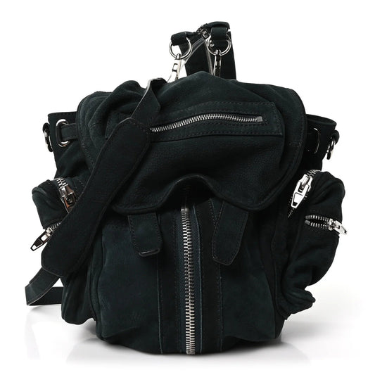 Nubuck Mini Marti Backpack Green Rhodium Hardware