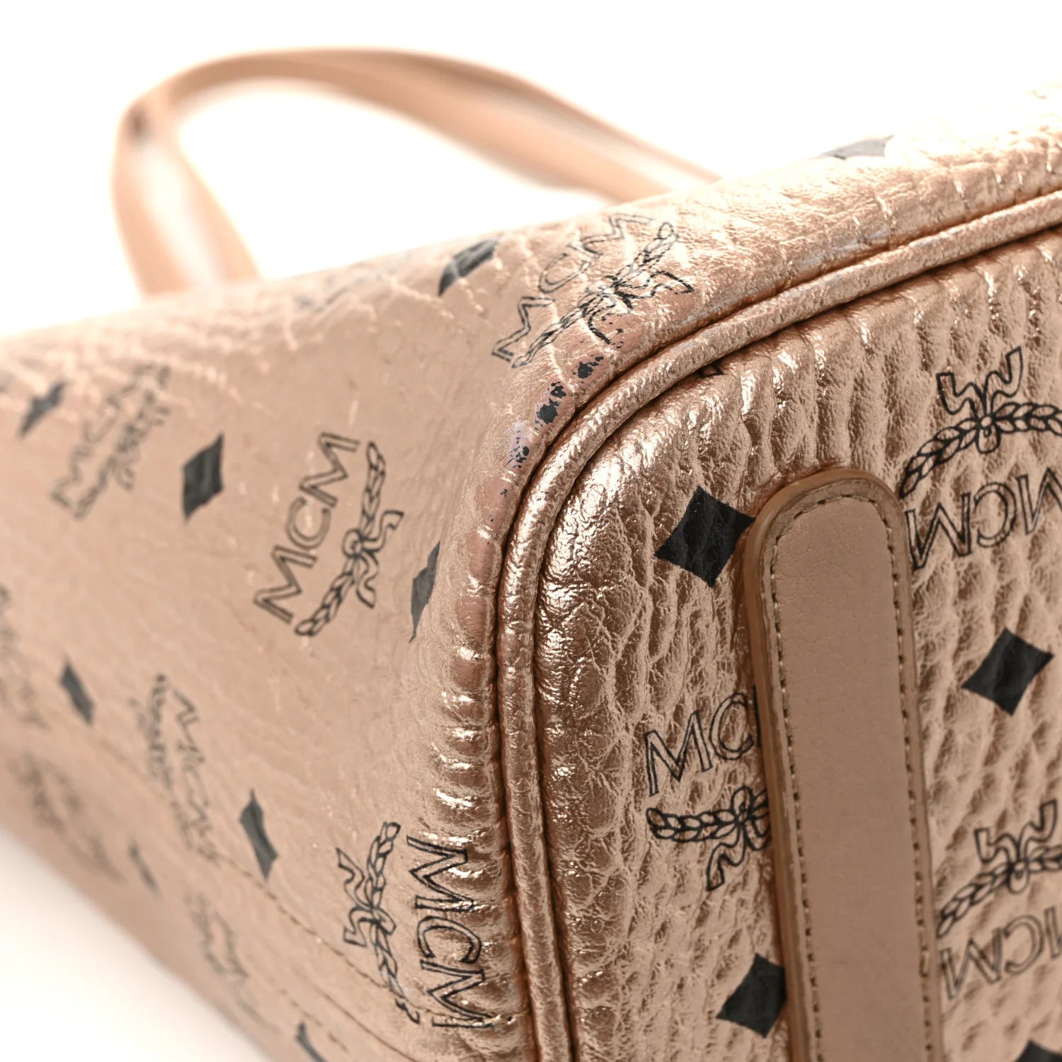 Metallic Visetos Medium Liz Reversible Shopper Tote Champagne Gold