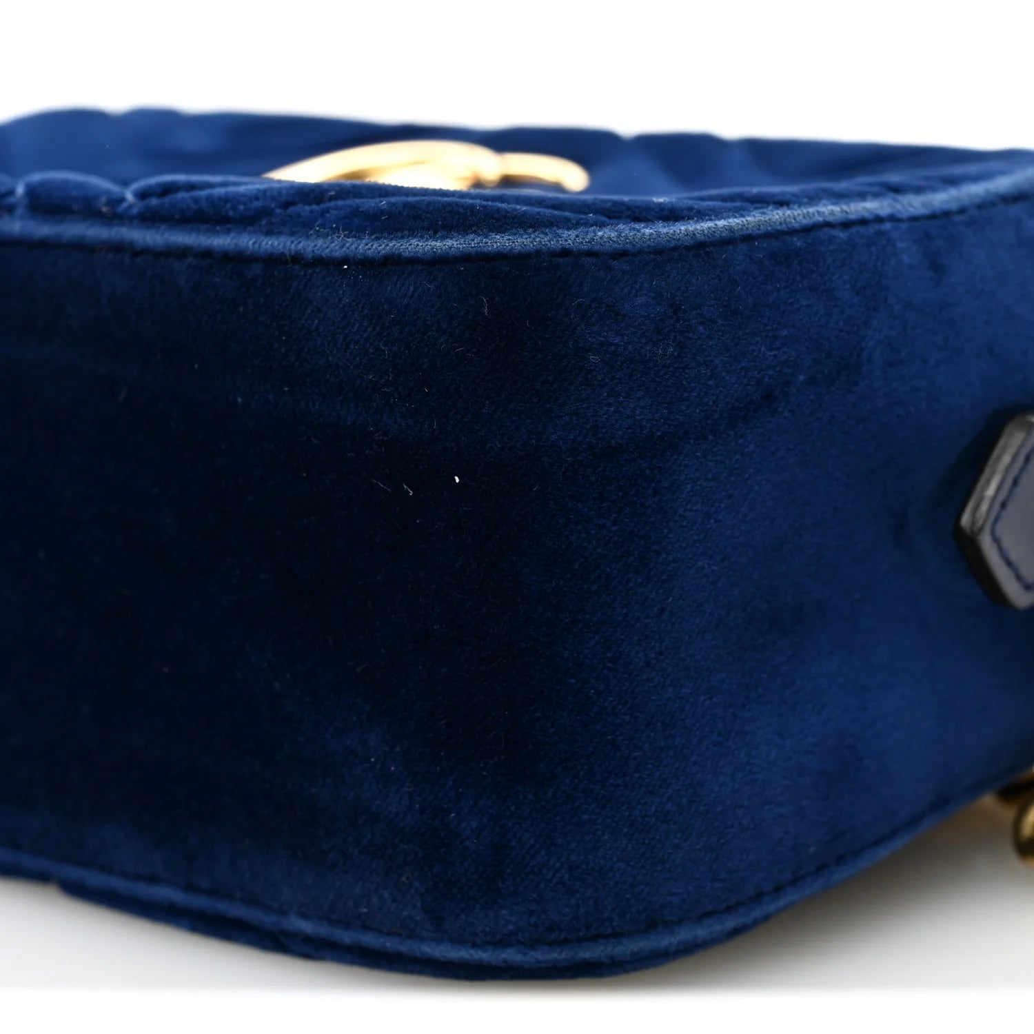 Velvet Matelasse Small GG Marmont Chain Shoulder Bag Cobalt