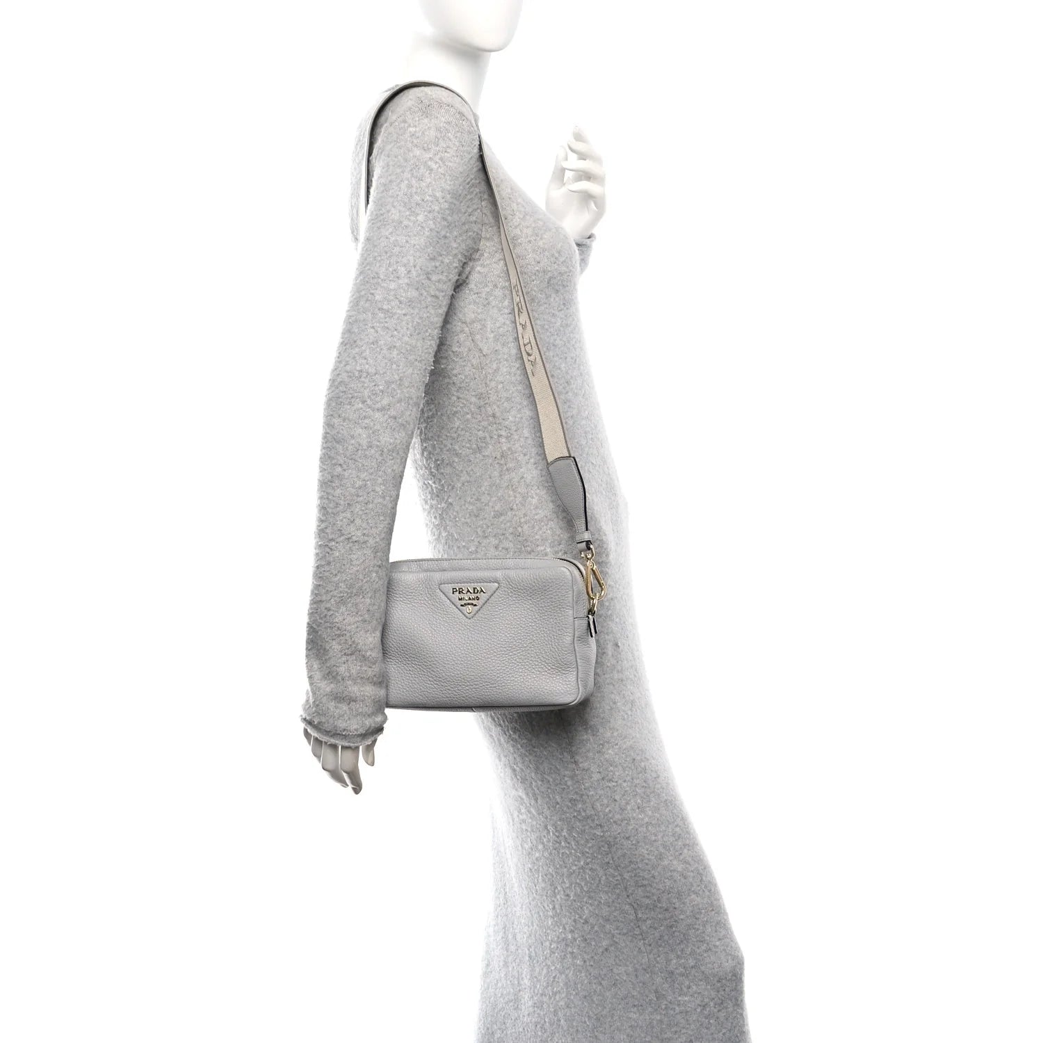 Vitello Daino Soft Medium Double Zip Shoulder Bag Ardesia