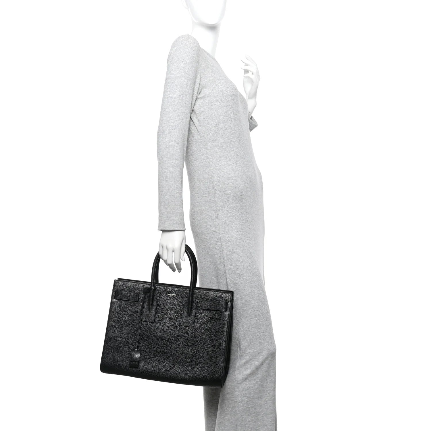 Grained Calfskin Large Sac De Jour Carryall Black