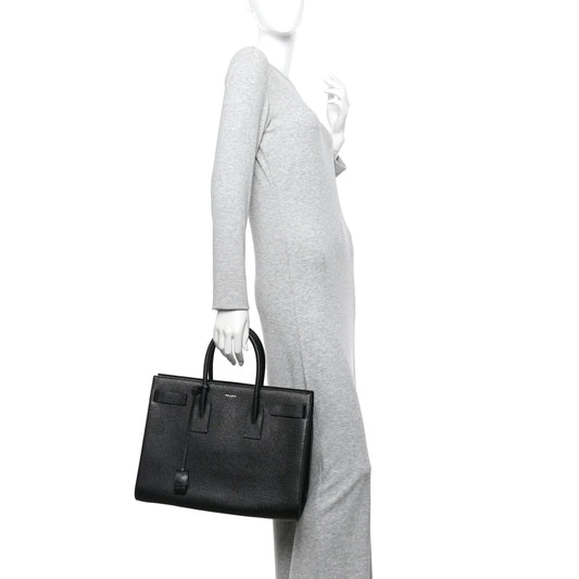 Grained Calfskin Large Sac De Jour Carryall Black