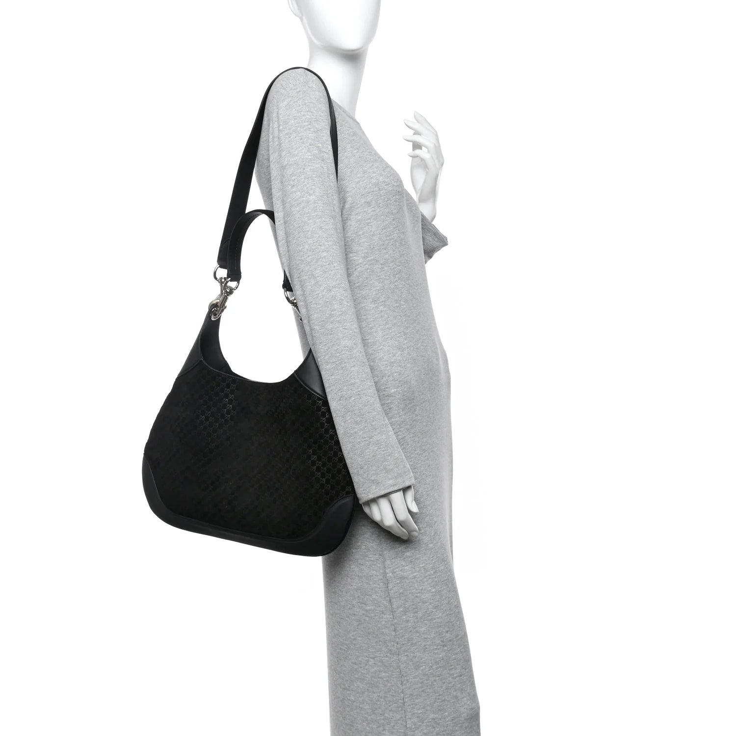 Suede Micro GG Calfskin B Medium Shoulder Bag Arabella Black