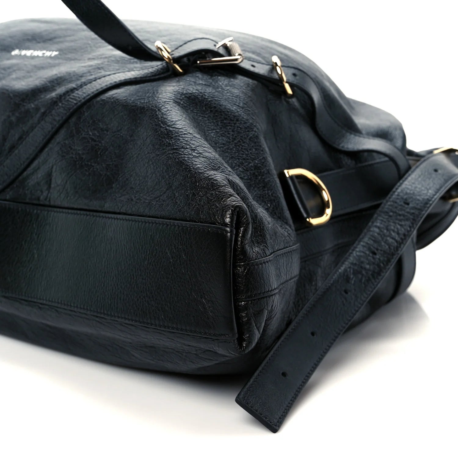 Tumbled Calfskin Large Voyou Bag Black