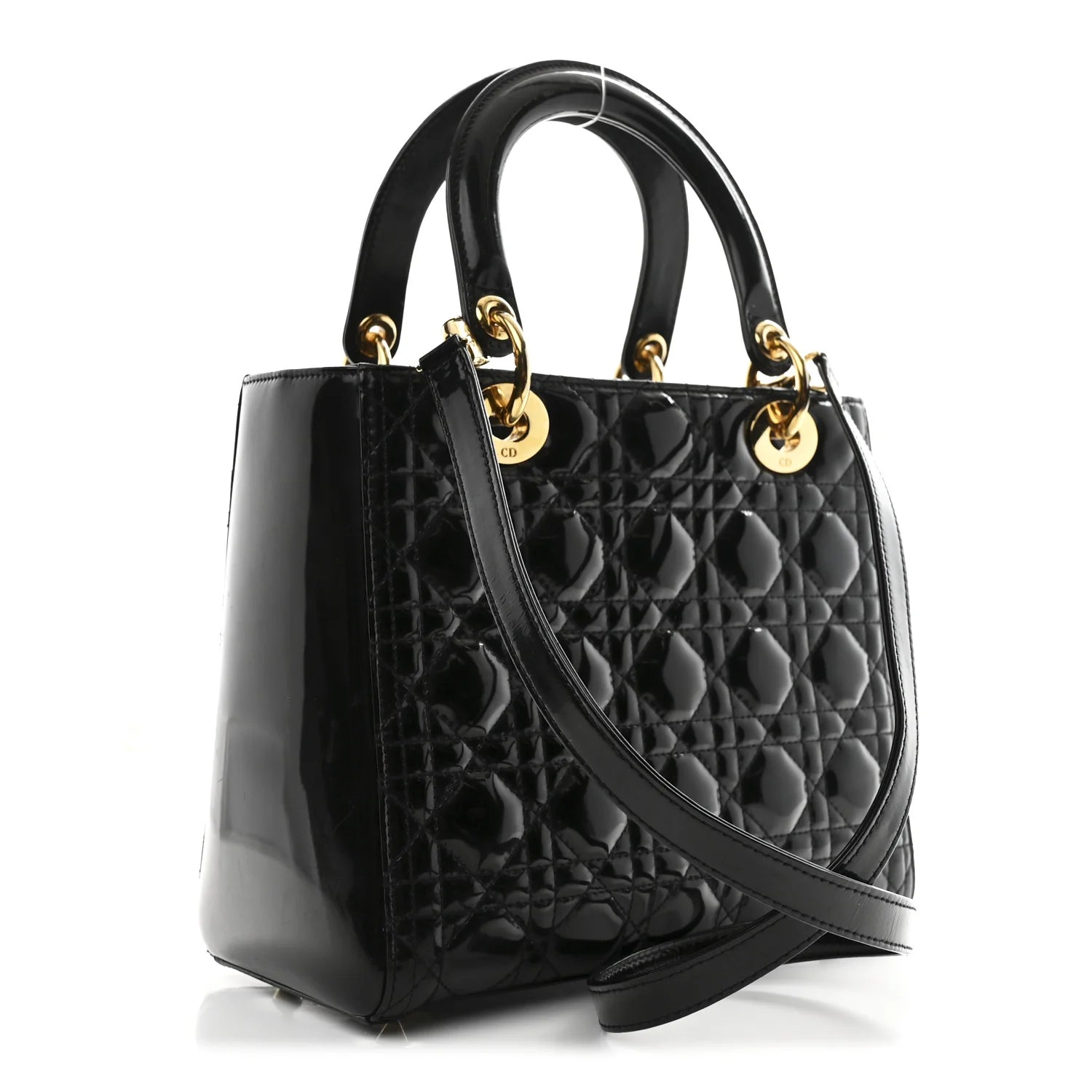 Patent Cannage Medium Lady Dior Black
