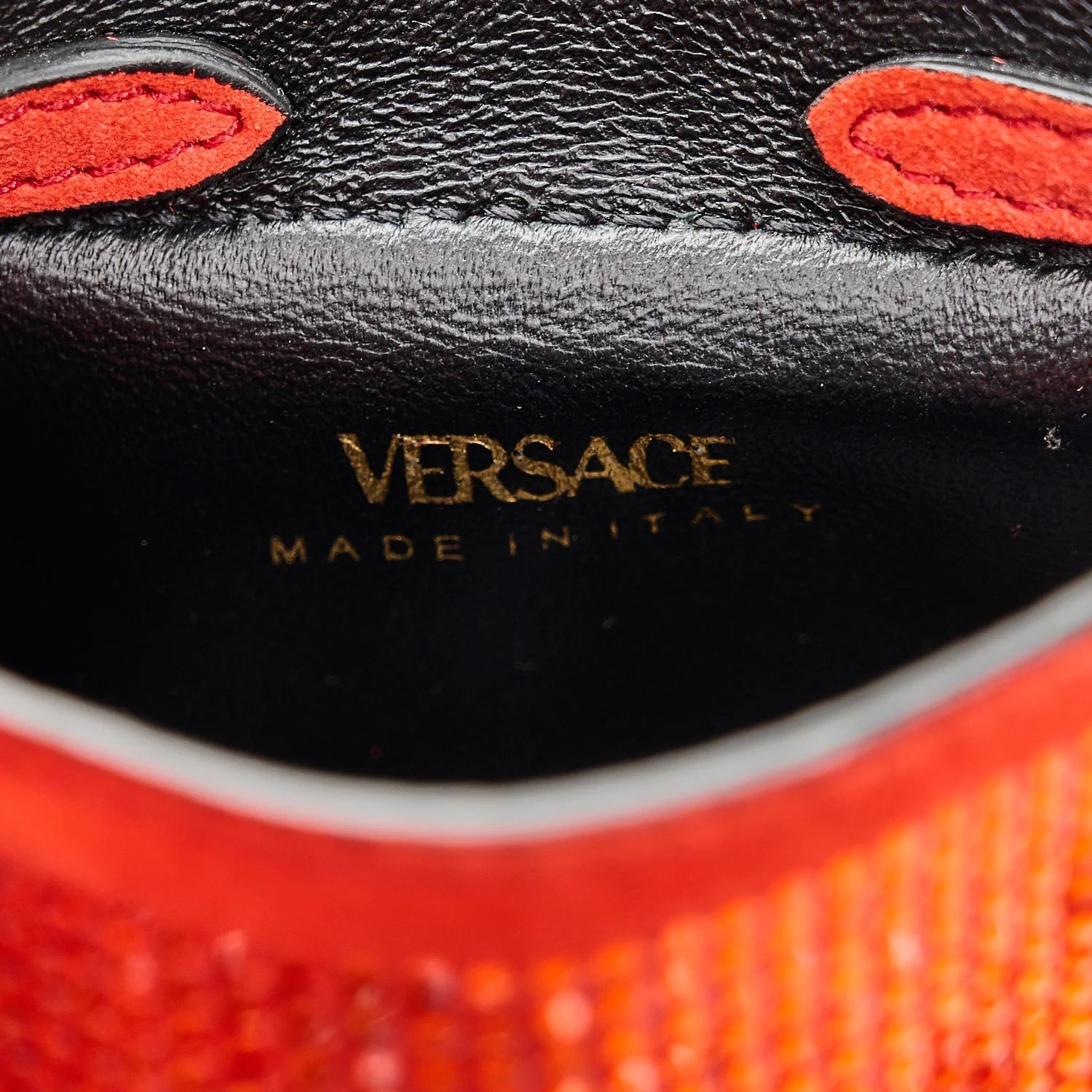 Suede Crystal Studded Micro La Medusa Bag Orange