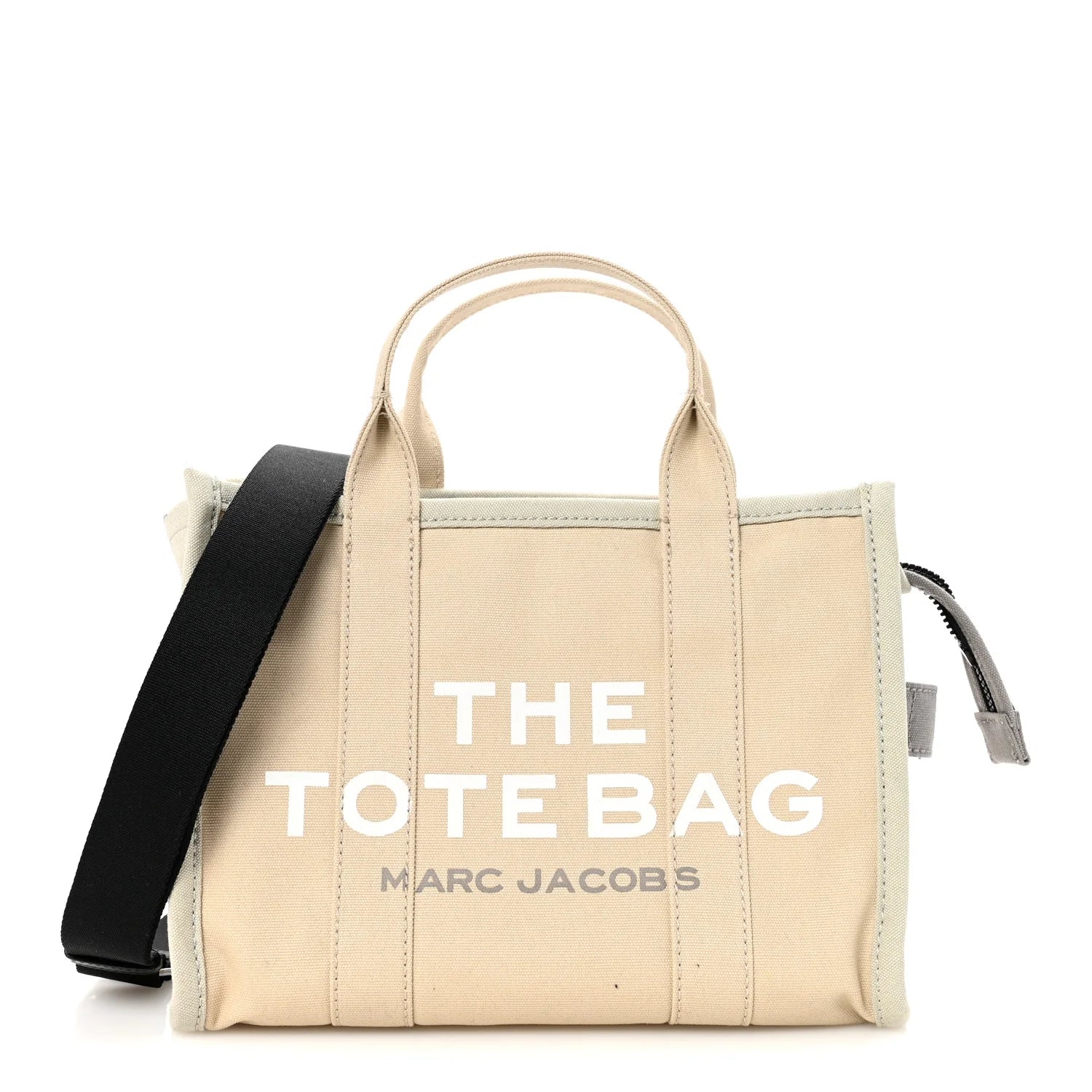 Cotton Canvas Colorblock Medium the Traveler Tote Bag Beige Multicolor