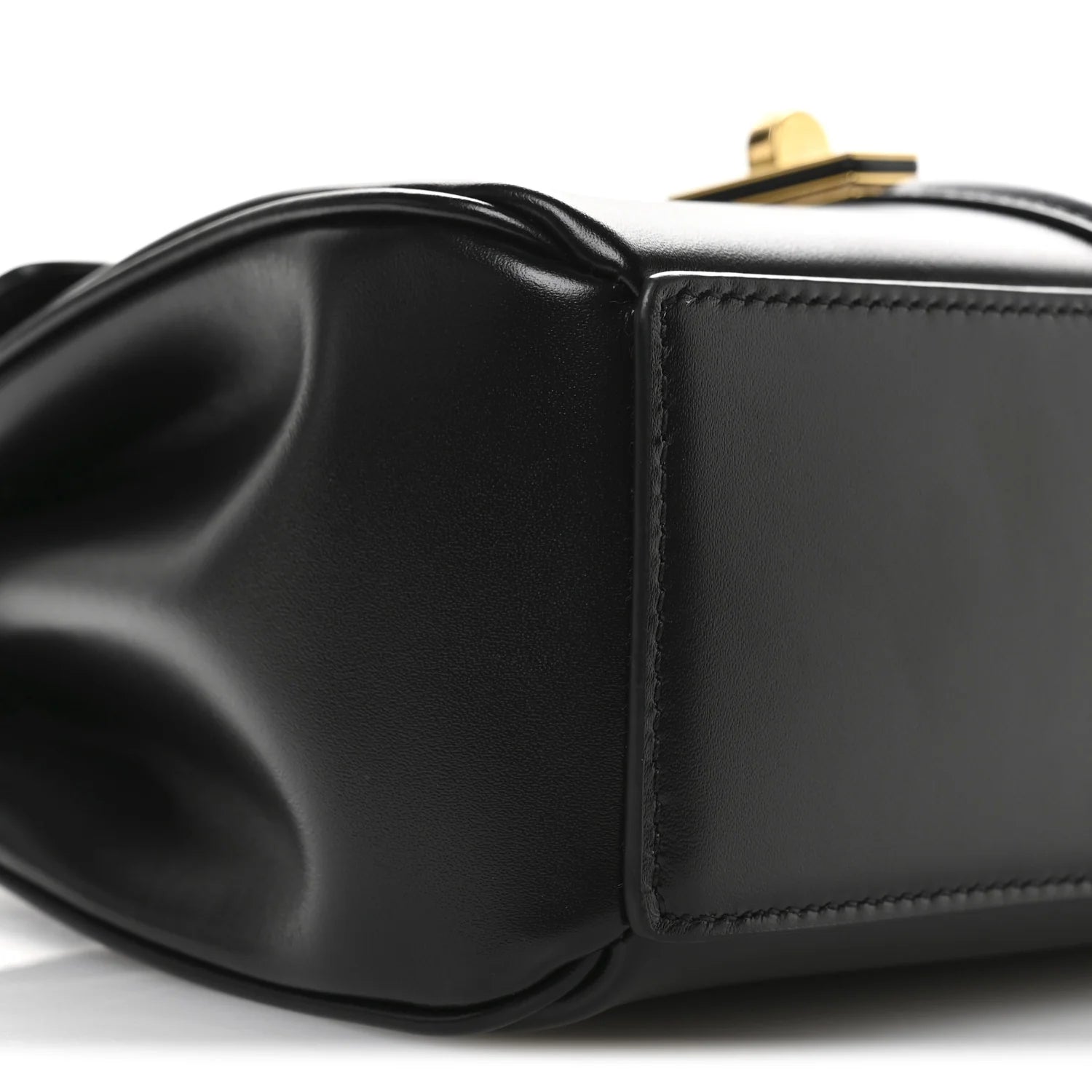 Satinated Calfskin Mini 16 Top Handle Bag Black
