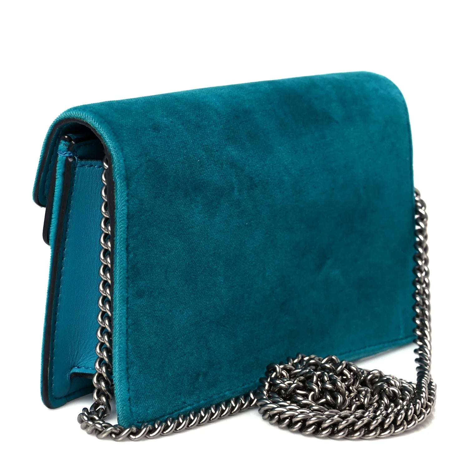 Velvet Super Mini Dionysus Shoulder Bag Pavone Cyan
