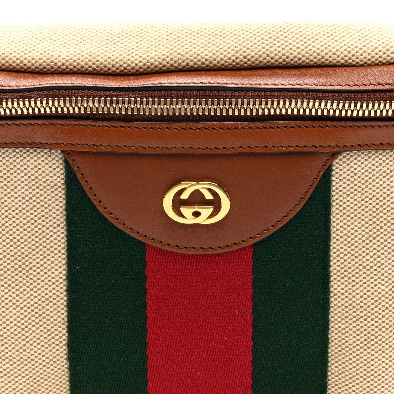 Vintage Canvas Web Belt Bag Sand Cuir