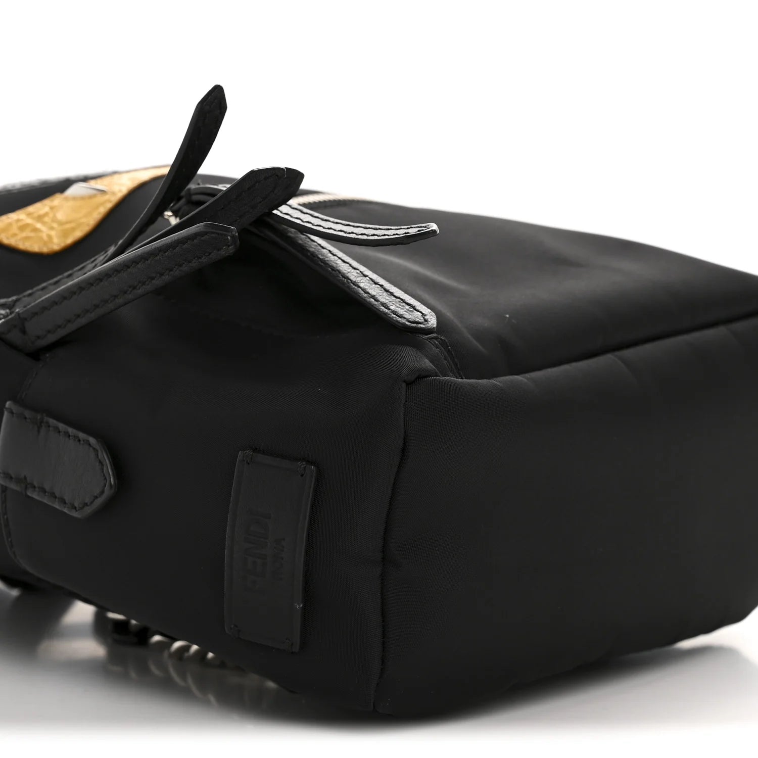 Nylon Vitello Dolce Goat Fox Fur Crocodile Monster Eyes Mini Backpack Black Sunflower