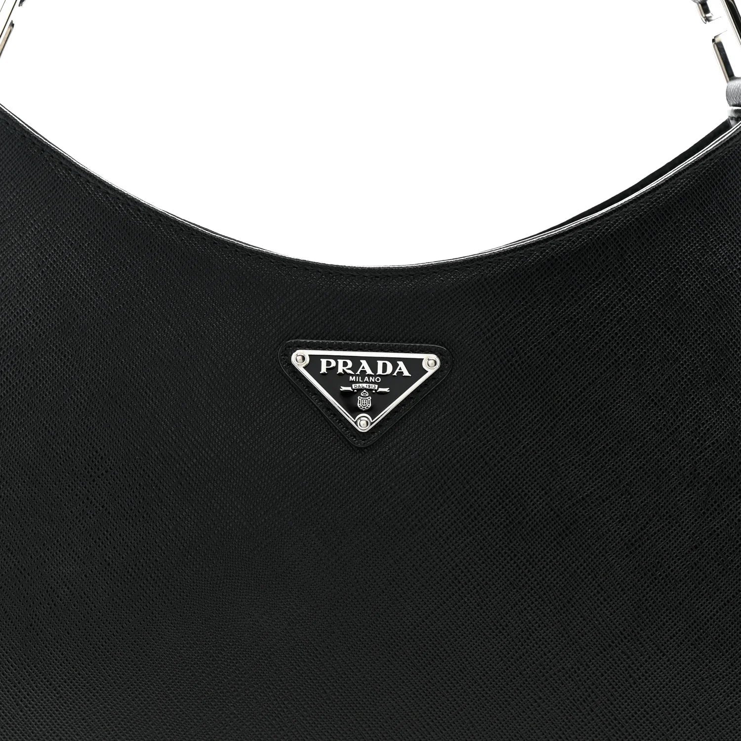 Saffiano Lux Adjustable Strap Shoulder Bag Black