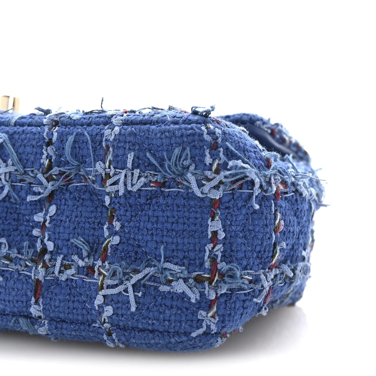 Tweed Quilted Mini Rectangular Flap Blue Multicolor