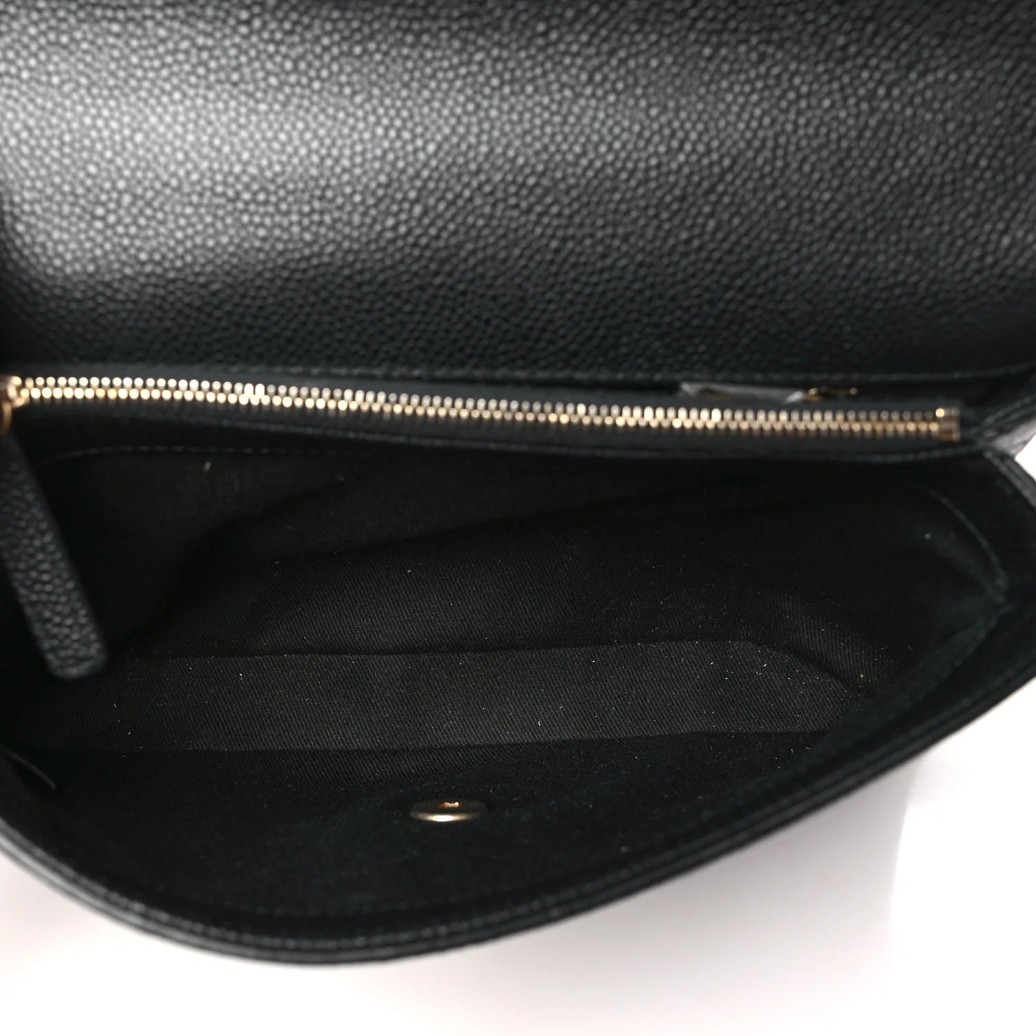 Grained Calfskin Small Stitched Flap Black