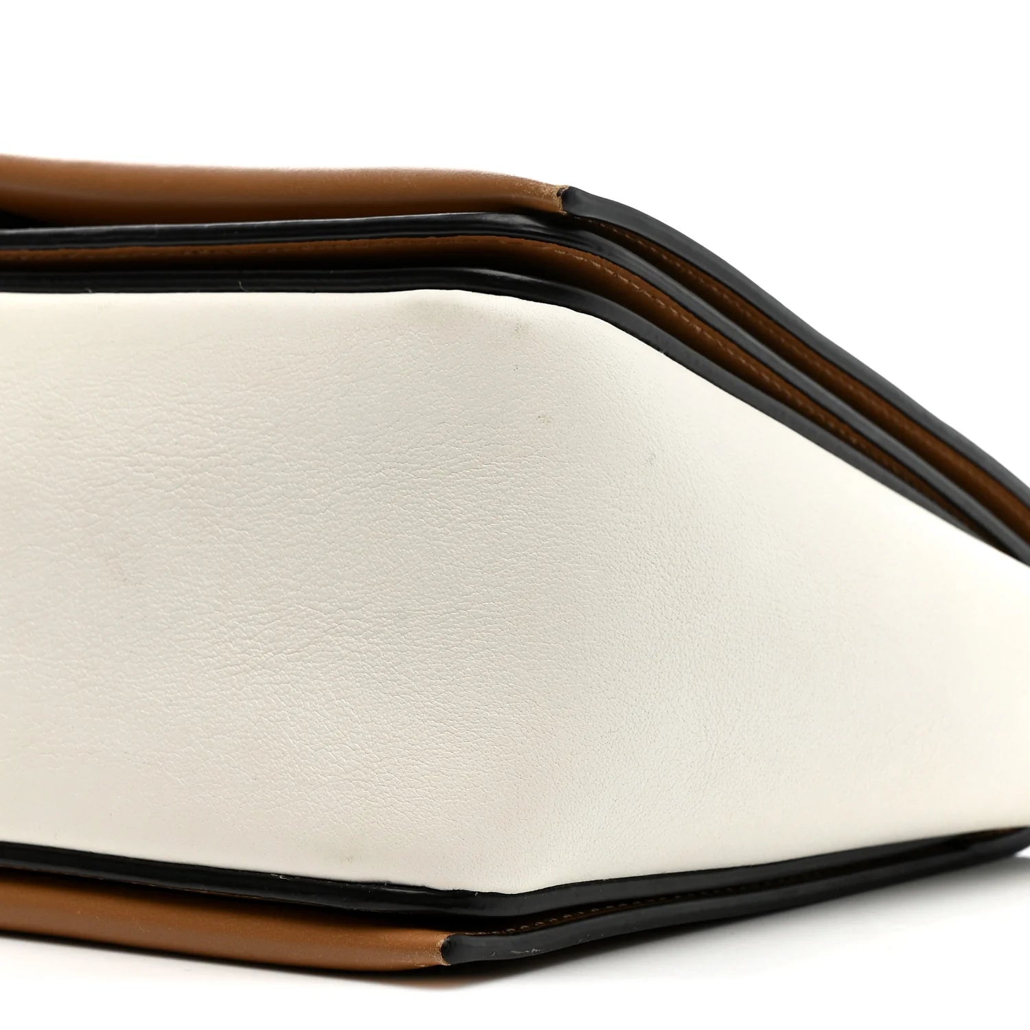 Shiny Smooth Calfskin Medium Frame Shoulder Bag Tan Optic White