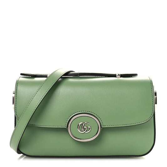 Senna Calfskin Petite GG Top Handle Shoulder Bag Green Soil Grass