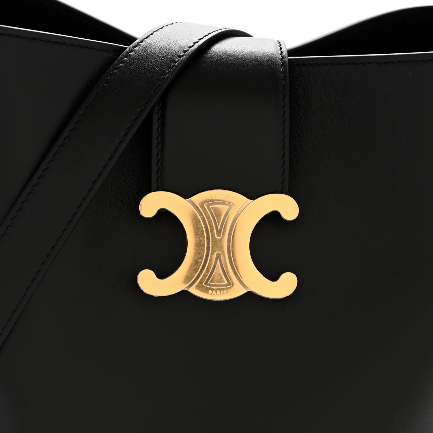 Smooth Calfskin Triomphe Medium Louise Bag Black