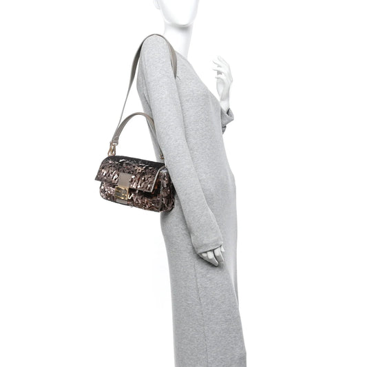 Sequin Paillettes Vitello Grace Sex and the City Baguette Tortora