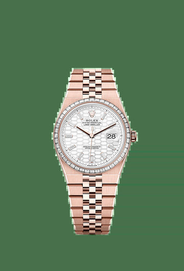 Unworn 2025,  Land-Dweller 36, 18K Everose Gold and Diamonds, Intense White Dial, Flat Jubilee, Ref# 127285Tbr-0002, Box and Papers