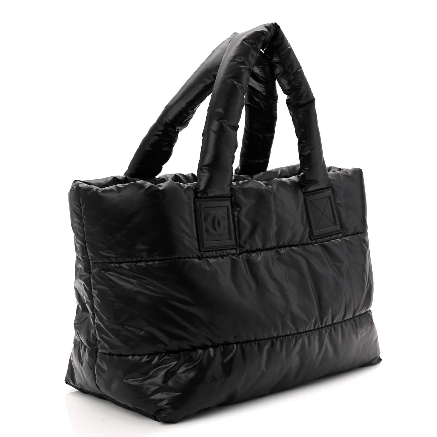 Nylon Quilted Medium Coco Cocoon Reversible Tote Black