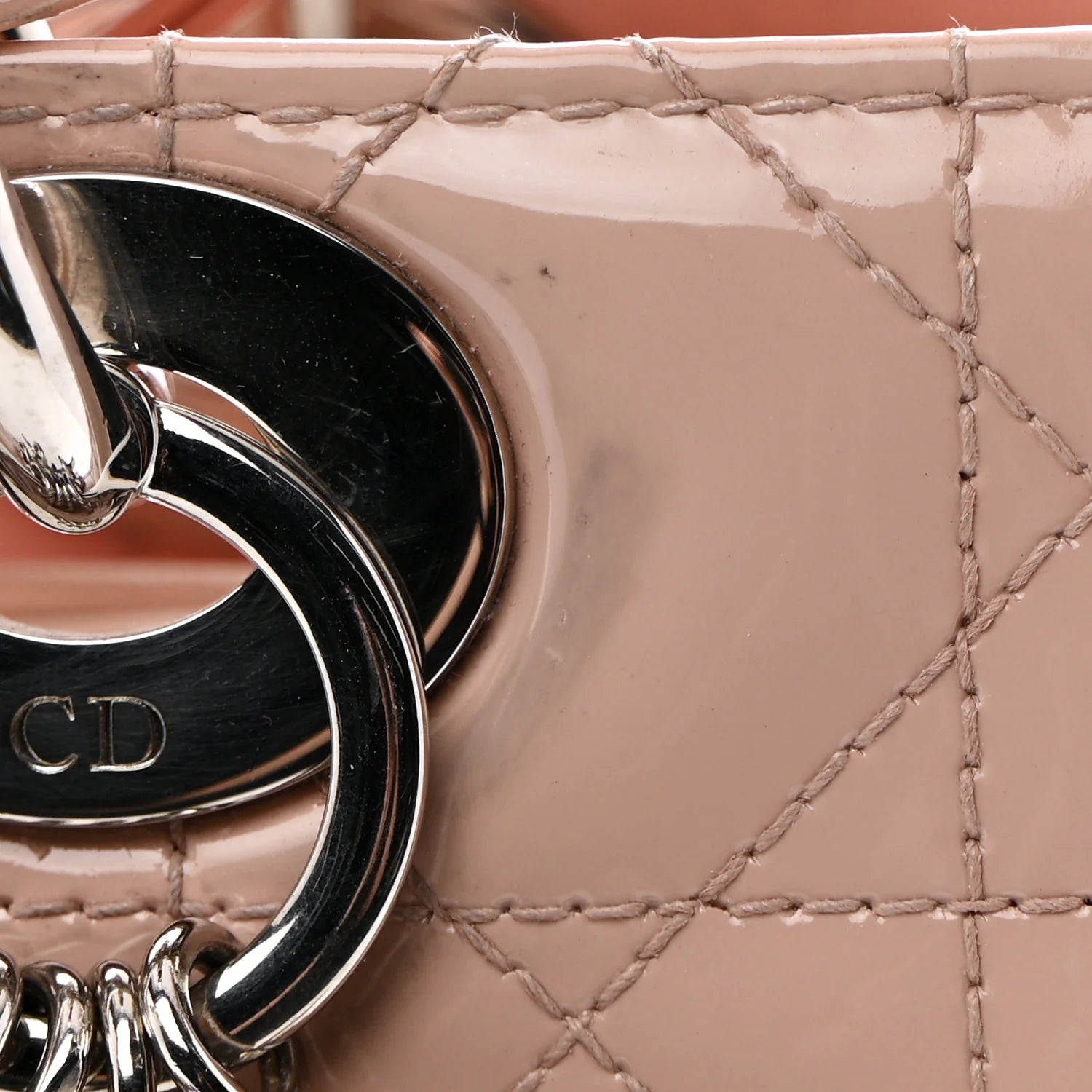 Patent Cannage Medium Lady Dior Rose Clair