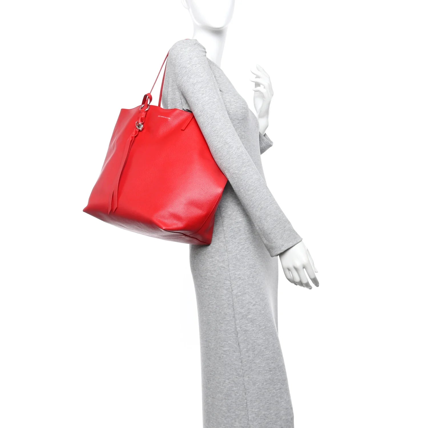 Grained Calfskin Skull Open Shopper Tote Red