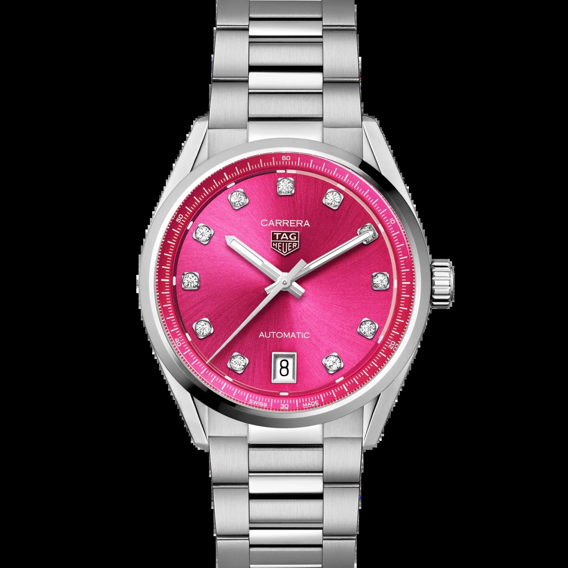 Unworn  Carrera Calibre 7 Date, Stainless Steel and Diamonds, 36Mm, Ref# WBN2318.BA0001, Box & Papers