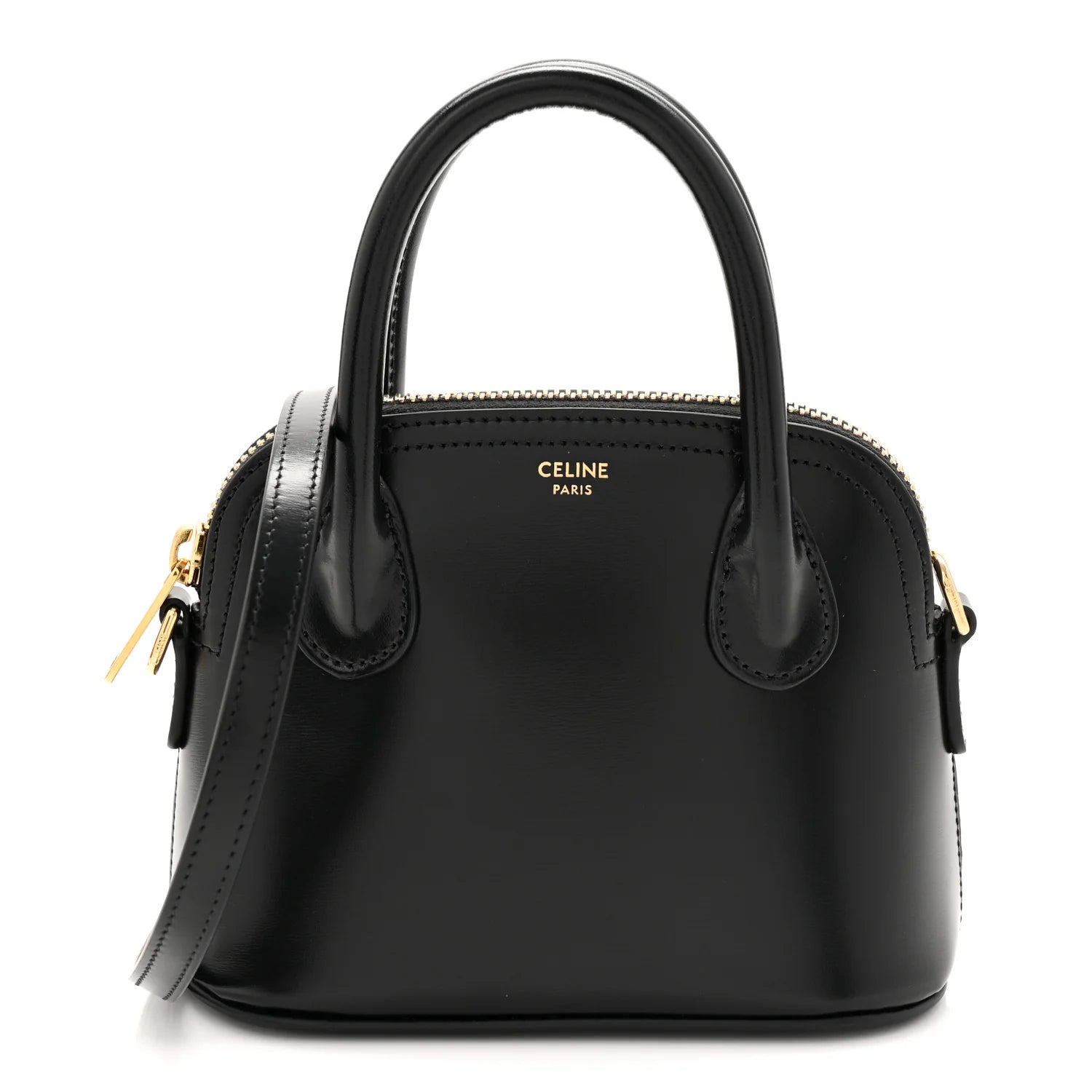 Shiny Calfskin Mini Honorine Bag Black
