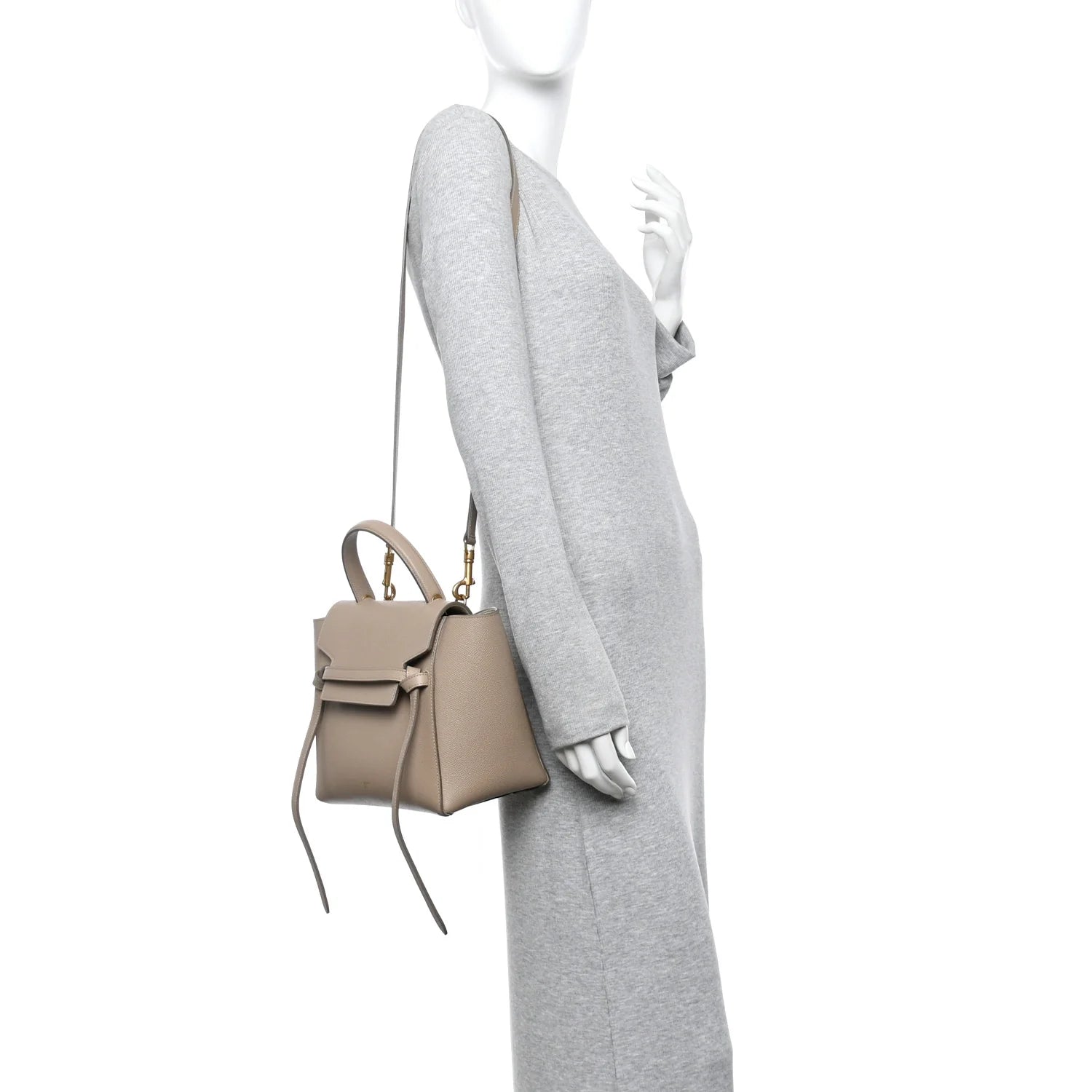 Grained Calfskin Micro Belt Bag Light Taupe
