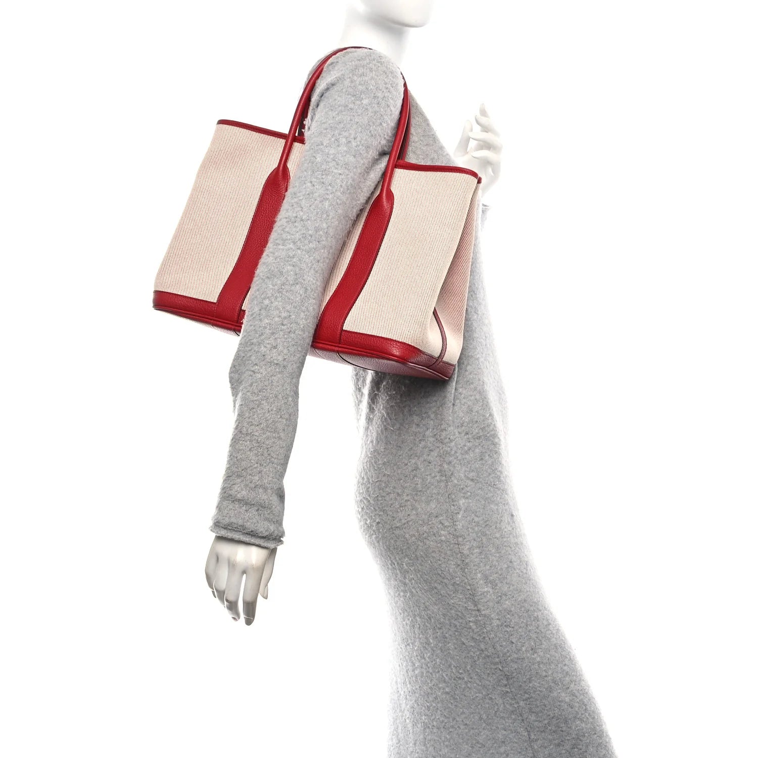 Twill H Negonda Garden Party Tote 36 MM Ecru Rouge Piment