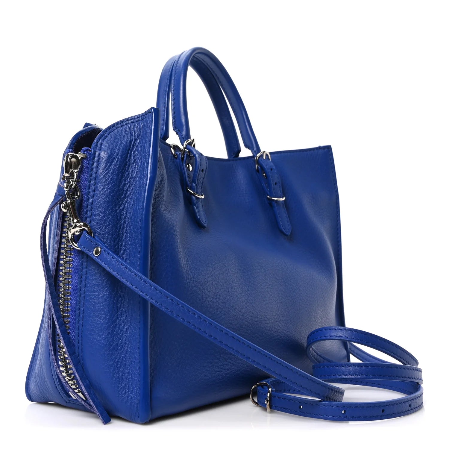 Veau Papier A6 Zip around Tote Bleu Roi