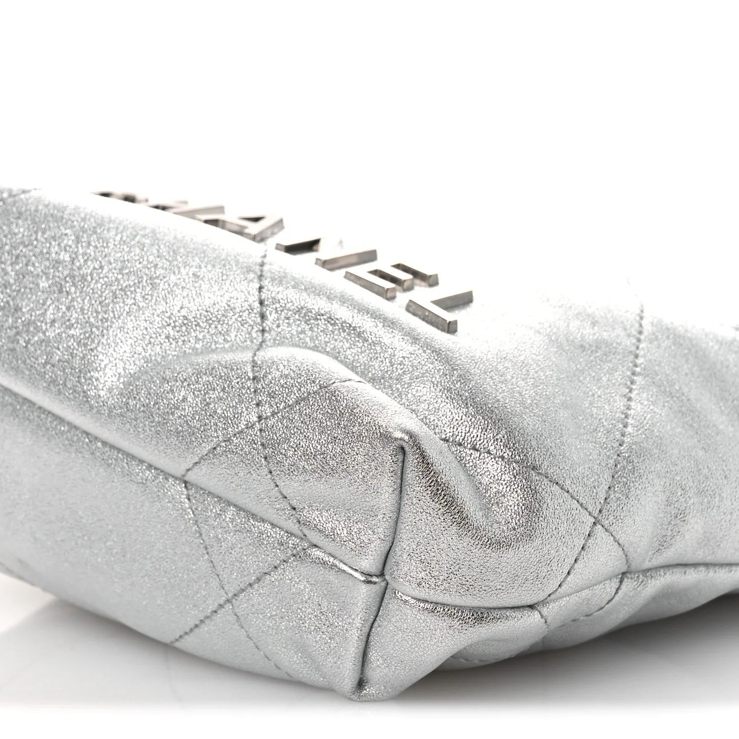 Metallic Lambskin Quilted Mini  22 Silvery