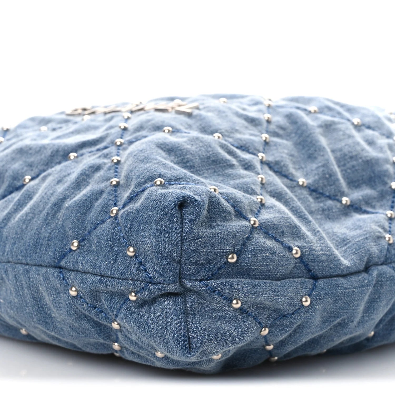 Washed Denim Quilted Studded Small  22 Blue