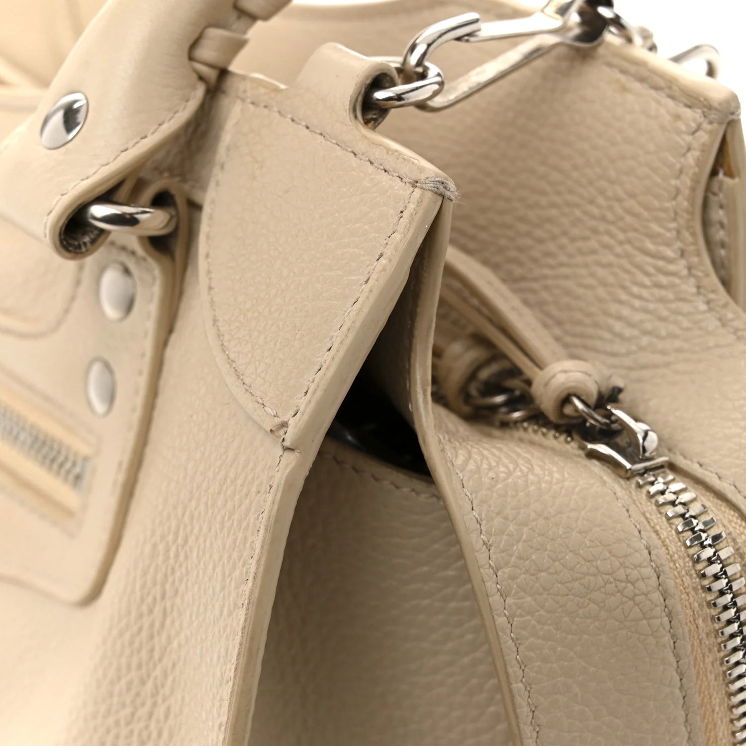 Grained Calfskin Neo Classic Silver Hardware S City Cream