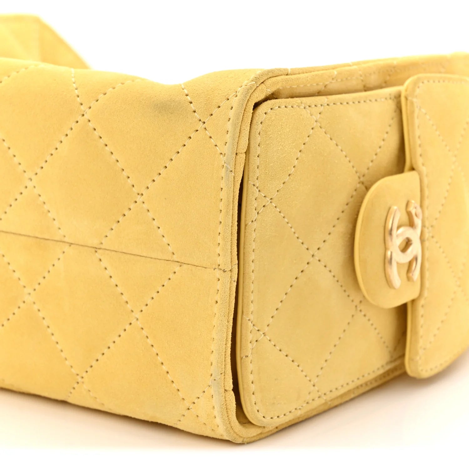 Suede Quilted Mini  25 Handbag Yellow